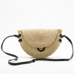 Raffia Woven Mini Saddle Bag for Women Summer Travel