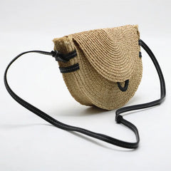Raffia Woven Mini Saddle Bag for Women Summer Travel