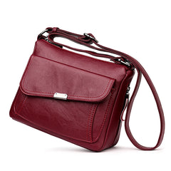 Red Small Crossbody Bag Soft Leather Shoulder Messenger Bag for Women