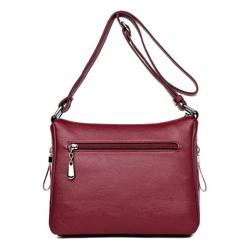 Red Small Crossbody Bag Soft Leather Shoulder Messenger Bag for Women