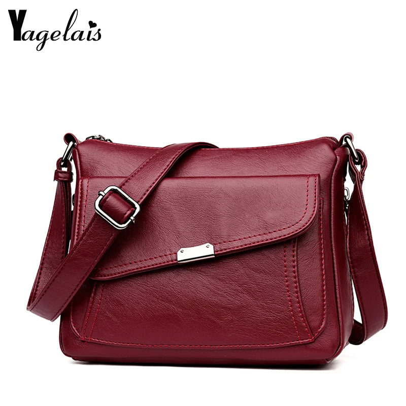 Red Small Crossbody Bag Soft Leather Shoulder Messenger Bag for Women