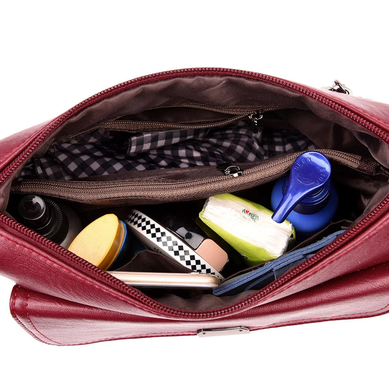 Red Small Crossbody Bag Soft Leather Shoulder Messenger Bag for Women