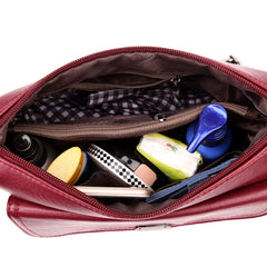 Red Small Crossbody Bag Soft Leather Shoulder Messenger Bag for Women