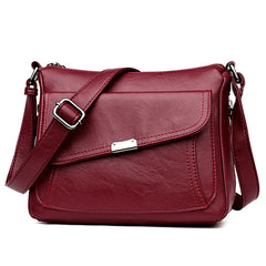 Red Small Crossbody Bag Soft Leather Shoulder Messenger Bag for Women