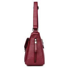 Red Small Crossbody Bag Soft Leather Shoulder Messenger Bag for Women