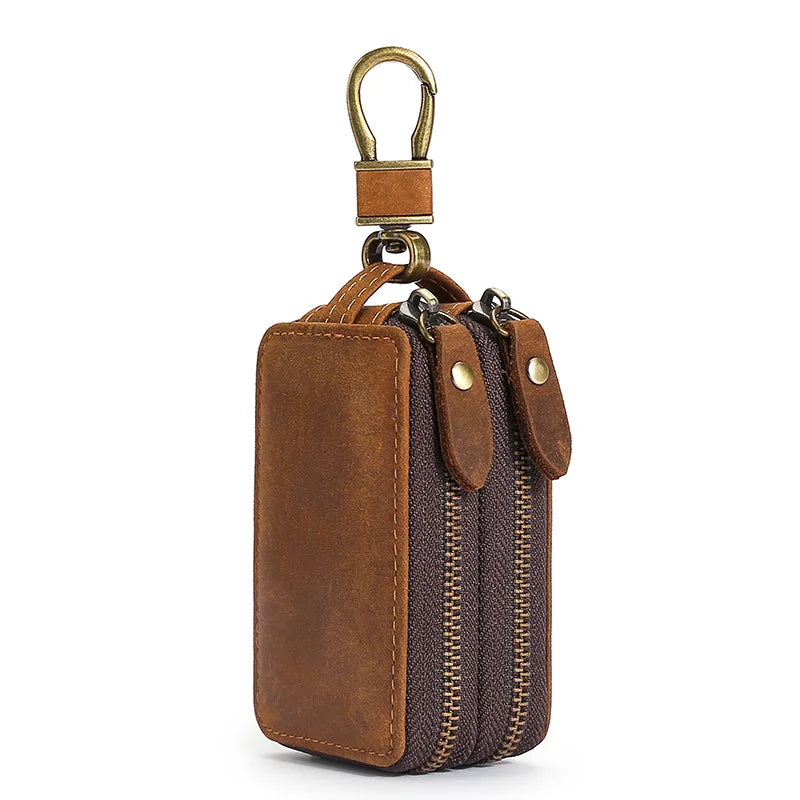 Retro Crazy Horse Cow Leather Car Key Bags