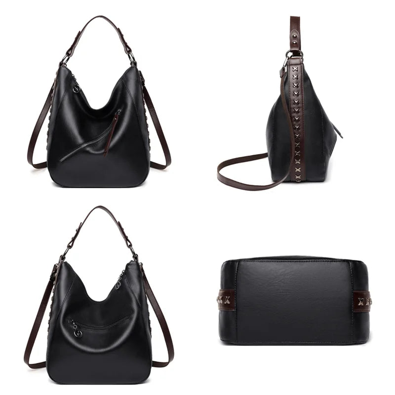 High Rivet Leather Handbags Women Shoulder Bags Crossbody Bag for Women