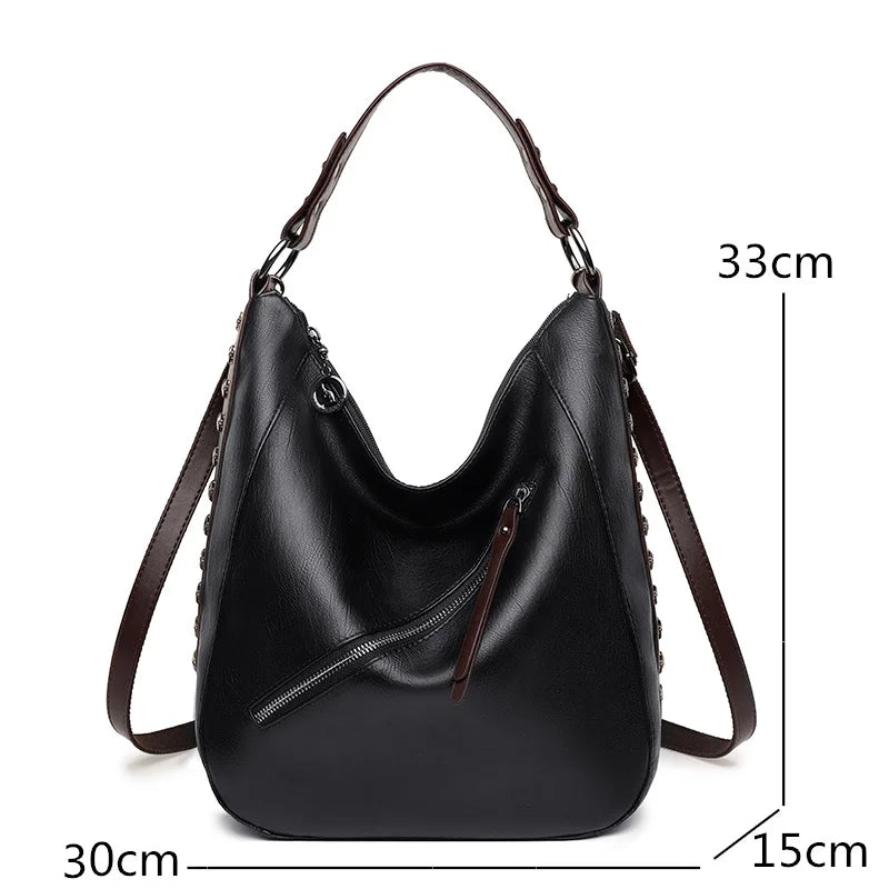 High Rivet Leather Handbags Women Shoulder Bags Crossbody Bag for Women