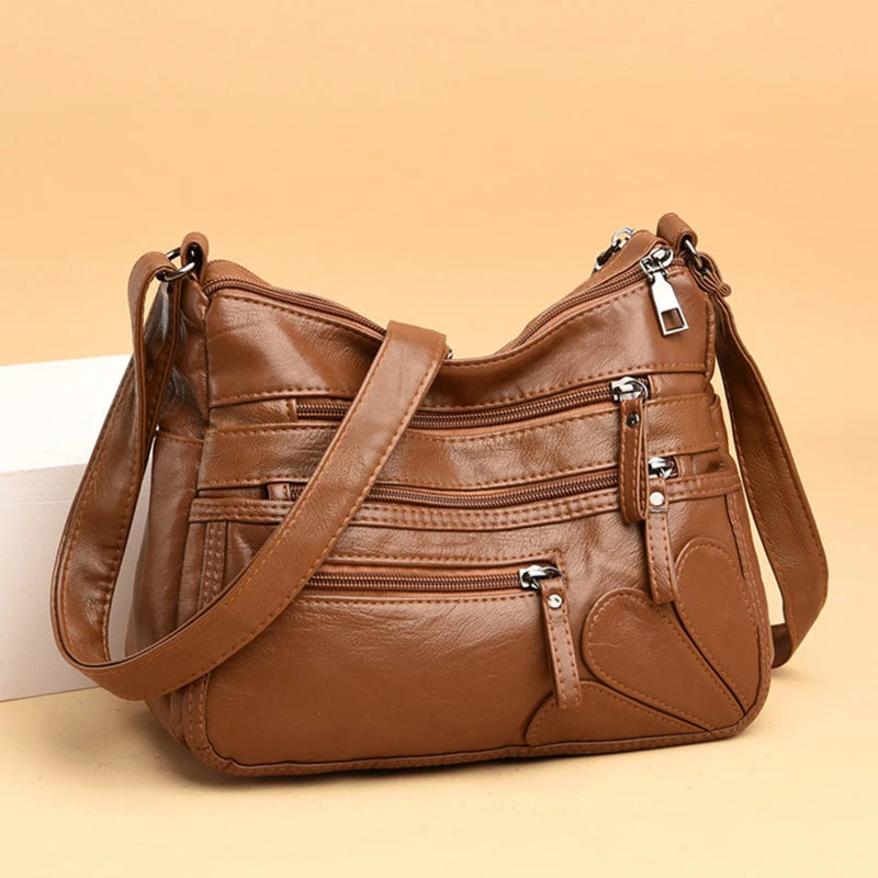 Soft Leather Purses And Handbags Women Bags Multi-Pocket Crossbody Shoulder Bags