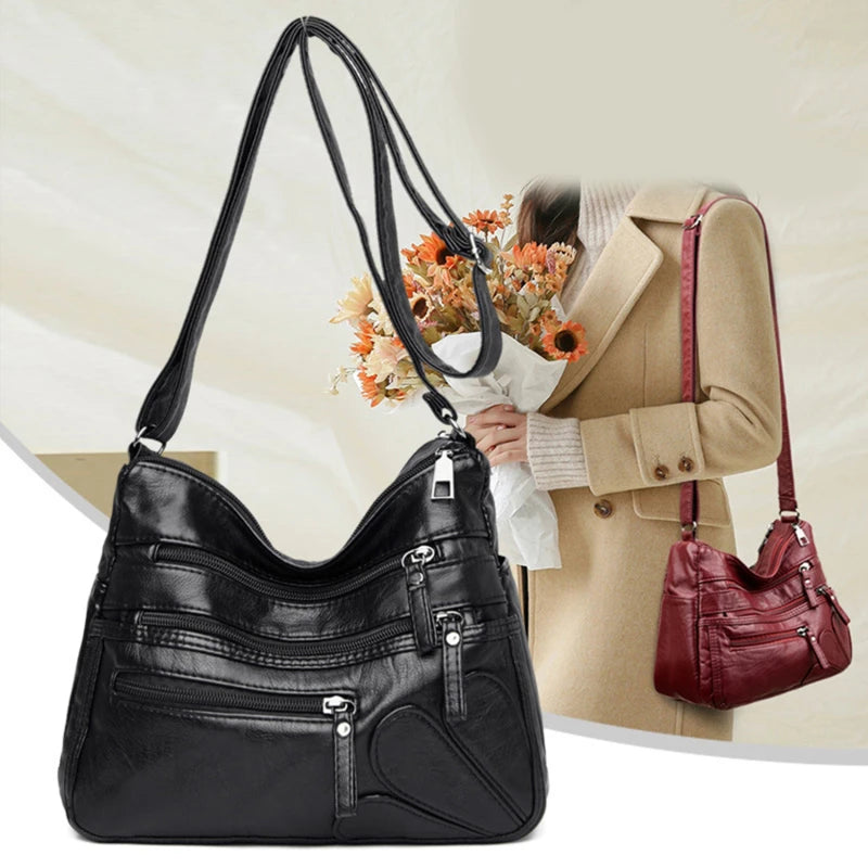 Soft Leather Purses And Handbags Women Bags Multi-Pocket Crossbody Shoulder Bags