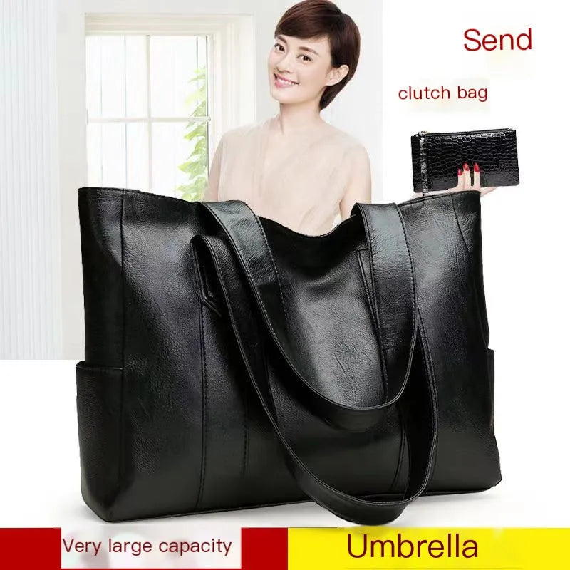 Soft Leather Women's Handbags Lady Purses Large Capacity Shoulder Tote Bag