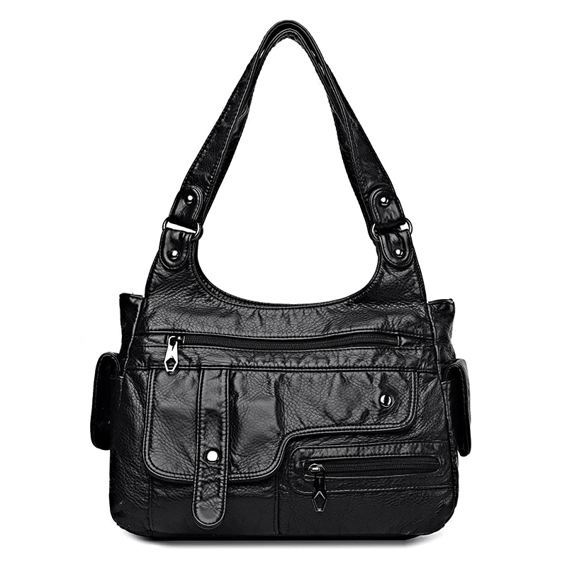 Soft Leather Women's Shoulder Bags Multi-Layer Crossbody Handbag