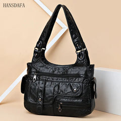 Soft Leather Women's Shoulder Bags Multi-Layer Crossbody Handbag