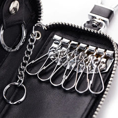 Men's Split Leather Key Holder Zipper Wallet