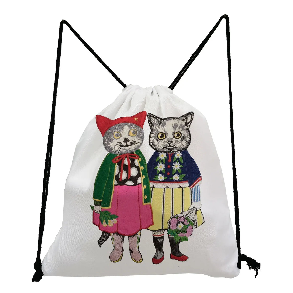 Japanese Style Travel Backpack Cat Girl Print Softback Bag