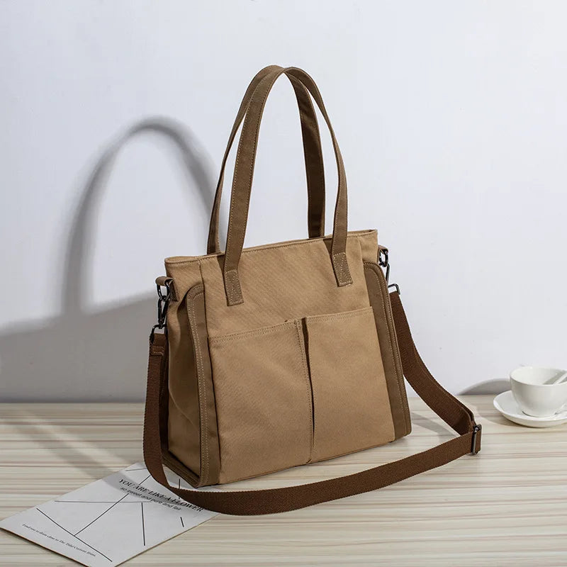 Women Canvas Shoulder Bag Large Capacity Crossbody Handbag