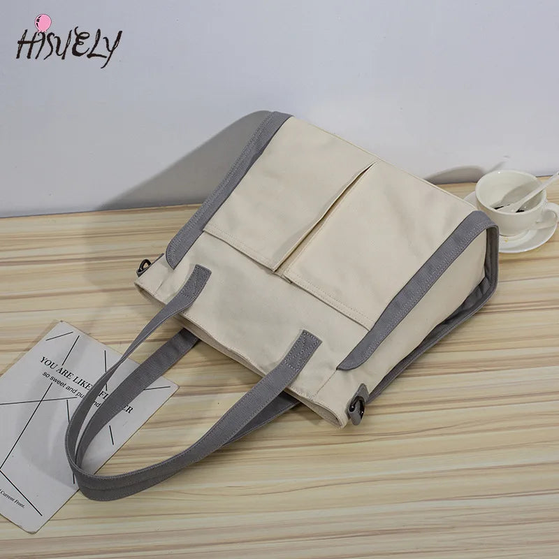 Women Canvas Shoulder Bag Large Capacity Crossbody Handbag