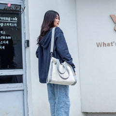 Women Canvas Shoulder Bag Large Capacity Crossbody Handbag