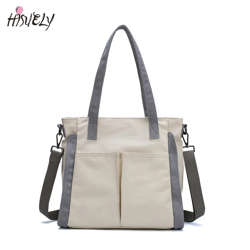 Women Canvas Shoulder Bag Large Capacity Crossbody Handbag