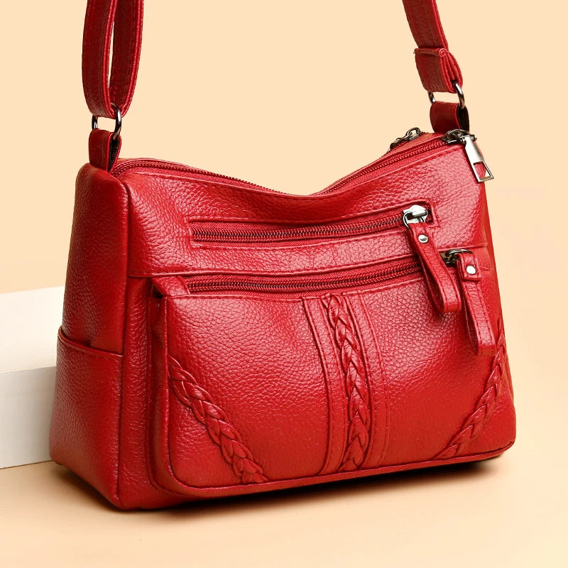 Women Soft Leather Shoulder Bag Large Capacity Crossbody Handbag