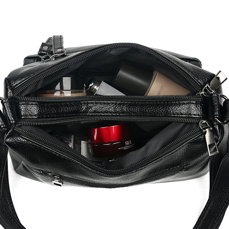 Women Soft Leather Shoulder Bag Large Capacity Crossbody Handbag