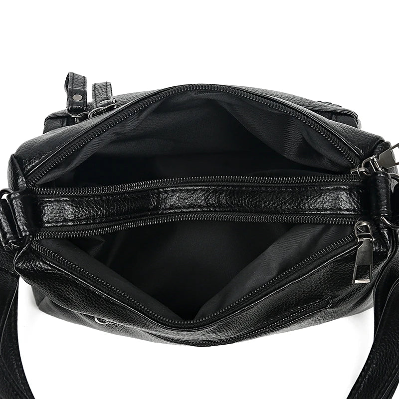 Women Soft Leather Shoulder Bag Large Capacity Crossbody Handbag
