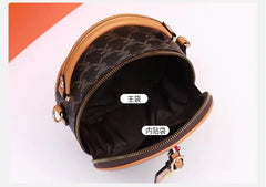 High Women Letter PU Leather Round Handbags Lady's Shoulder Crossbody Bag