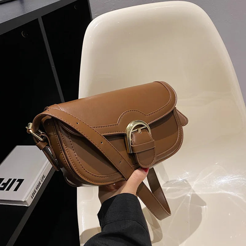Women Saddle Crossbody Bag Small Pu Leather Shoulder Messenger Bag