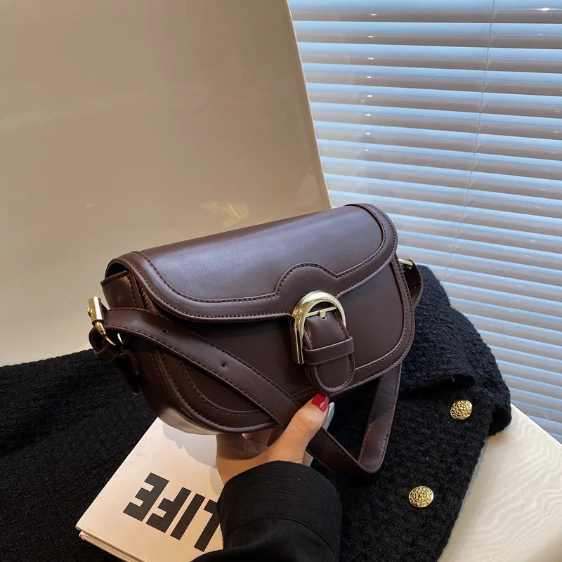 Women Saddle Crossbody Bag Small Pu Leather Shoulder Messenger Bag
