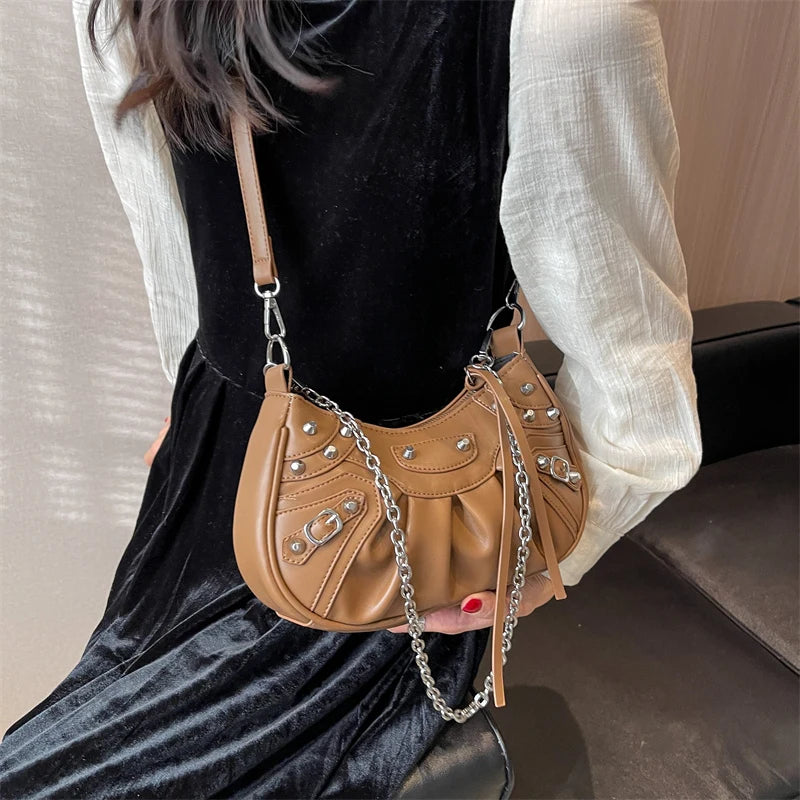 Women Leather Chain Shoulder Bag Small Crossbody Bags