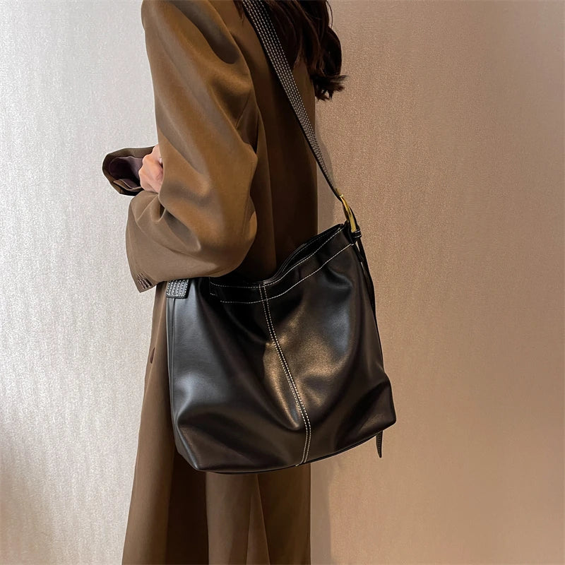 High Women Pu Leather Handbags Shoulder Bags Large Capacity Ladies Tote Travel B