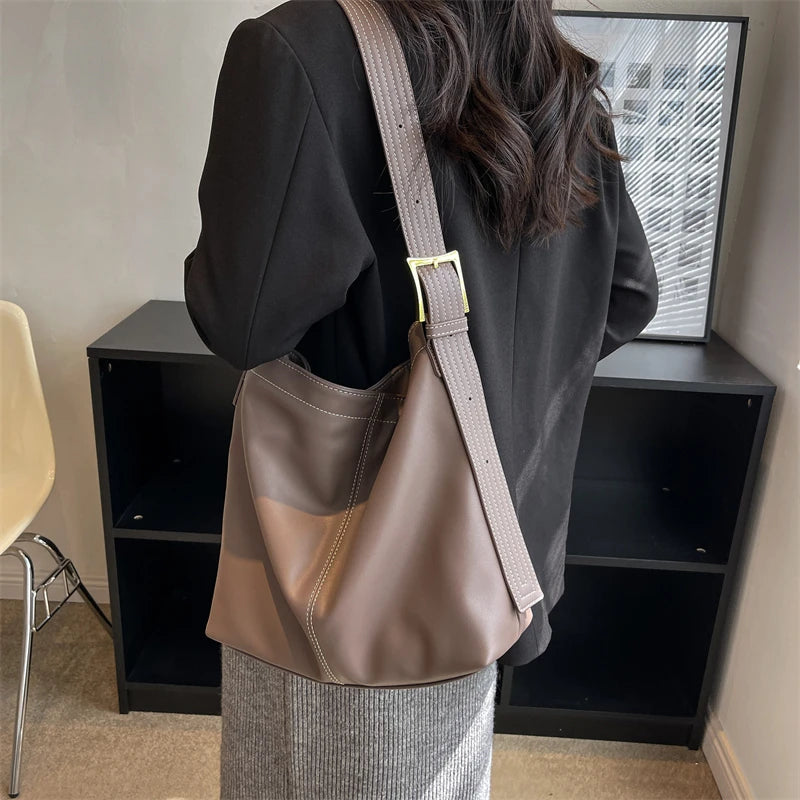 High Women Pu Leather Handbags Shoulder Bags Large Capacity Ladies Tote Travel B