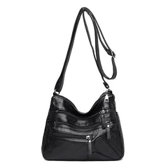 High Women Shoulder Bag Pu Leather Crossbody Bag Multi-pockets Messenger Bag