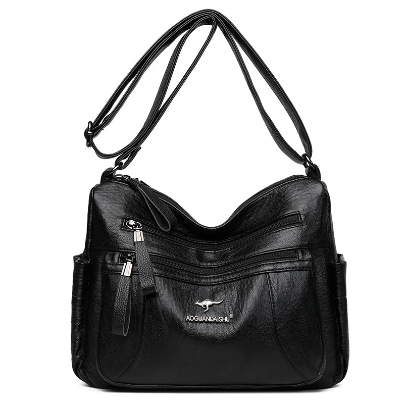 Women Shoulder Bags PU Leather Crossbody Bag Multi-pockets Ladies Messenger Bag
