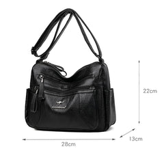 Women Shoulder Bags PU Leather Crossbody Bag Multi-pockets Ladies Messenger Bag