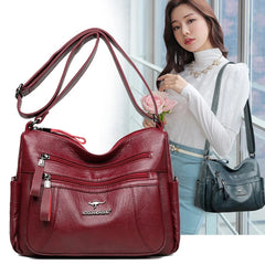 Women Shoulder Bags PU Leather Crossbody Bag Multi-pockets Ladies Messenger Bag