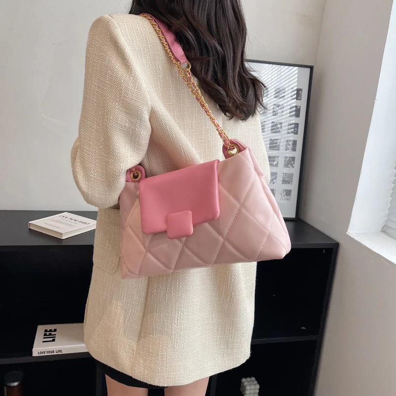 Small Chain Shoulder Bag Pu Leather Crossbody Tote Messenger Bag