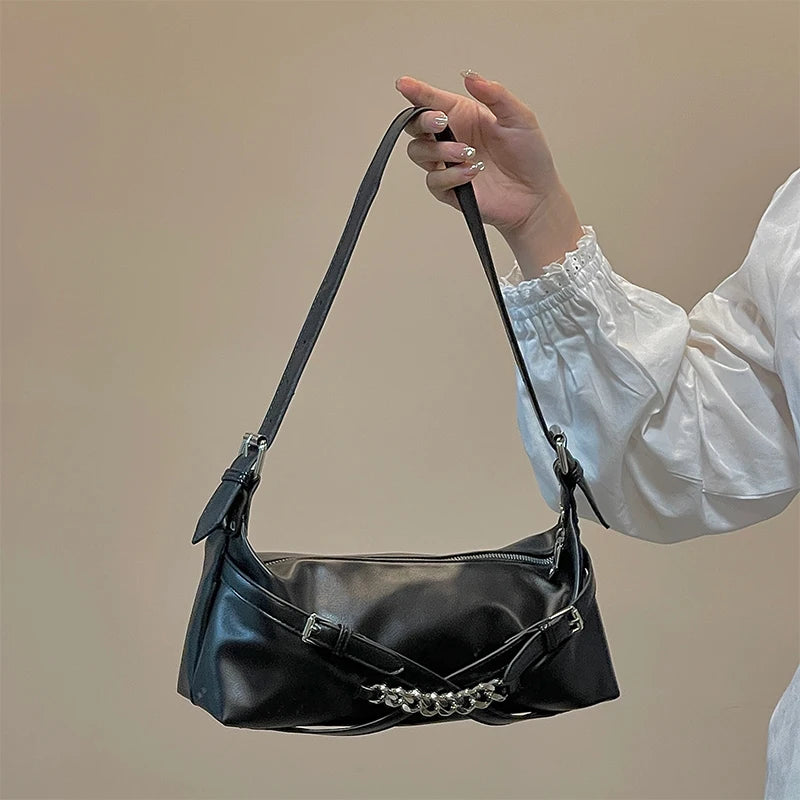 Women Small Shoulder Bags Pu Leather Chain Underarm Bag Clutch Purse Handbags