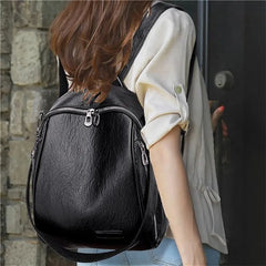 Vintage Women PU Leather Backpack Casual Travel Bag