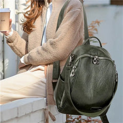 Vintage Women PU Leather Backpack Casual Travel Bag