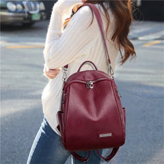 Vintage Women PU Leather Backpack Casual Travel Bag