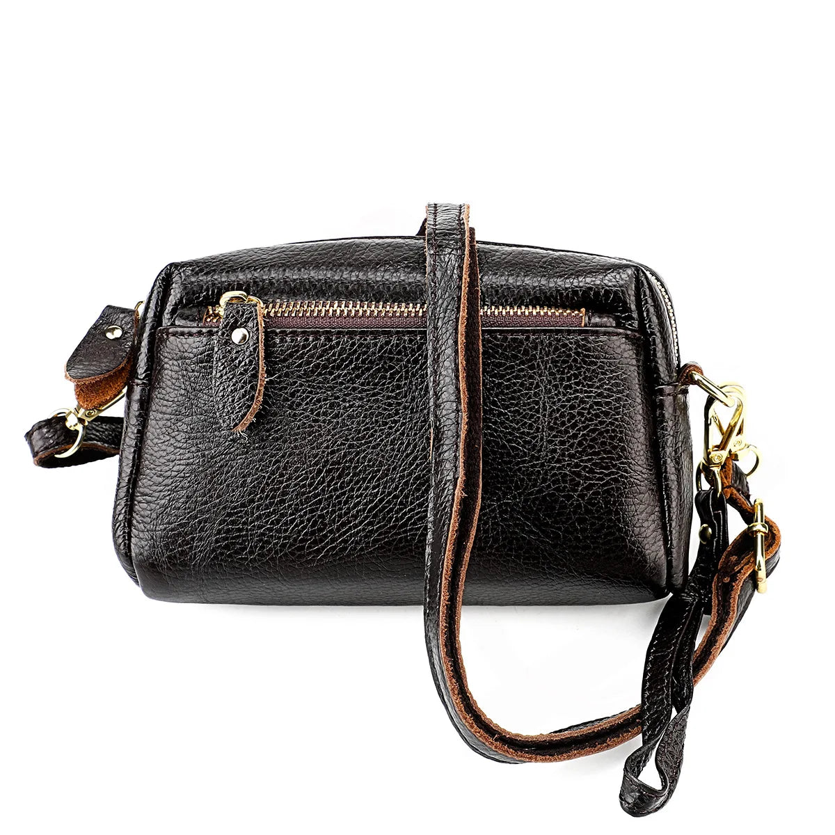 Soft Leather Shoulder Bag with Zipper Pockets Crossbody Bag