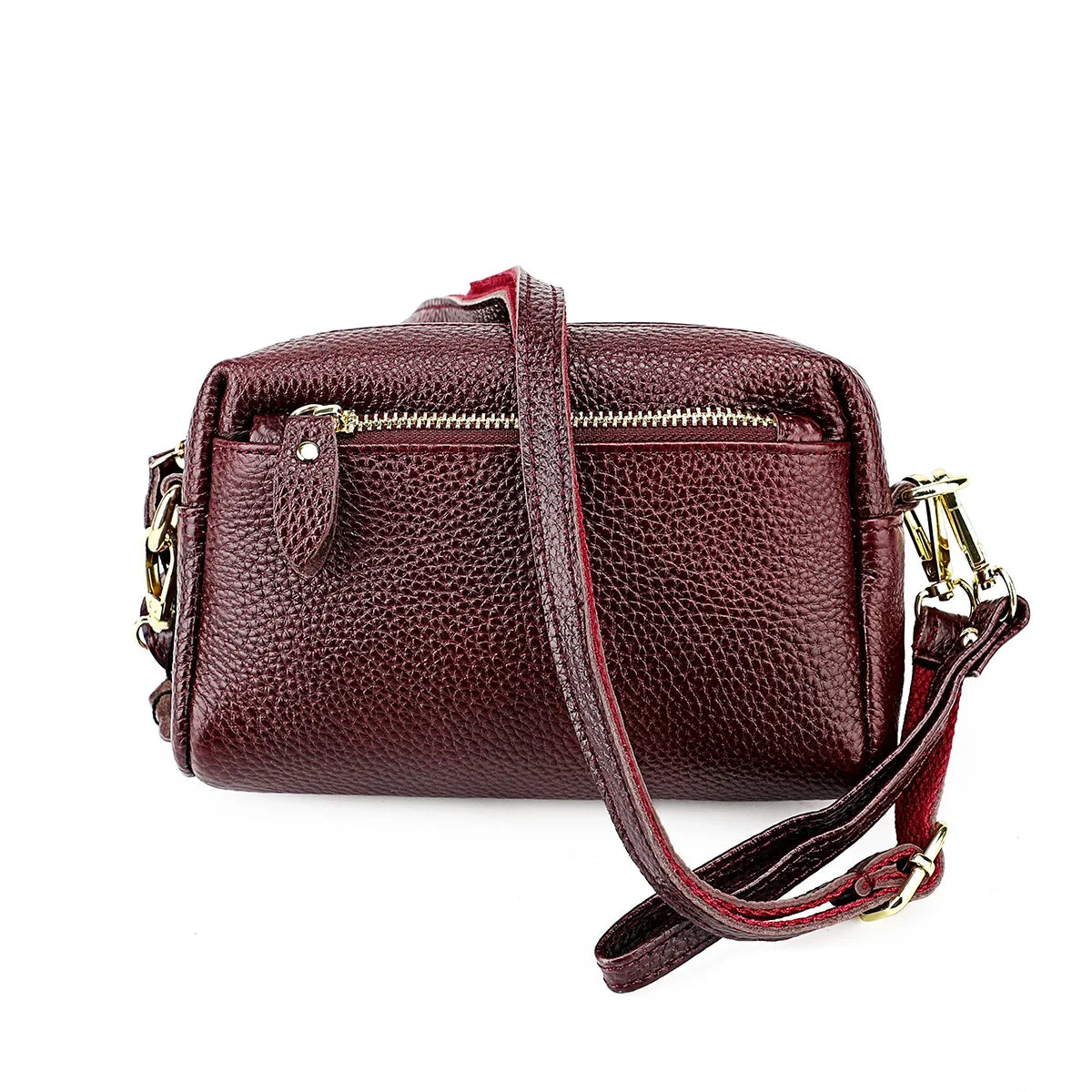 Soft Leather Shoulder Bag with Zipper Pockets Crossbody Bag