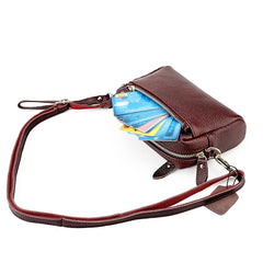 Soft Leather Shoulder Bag with Zipper Pockets Crossbody Bag