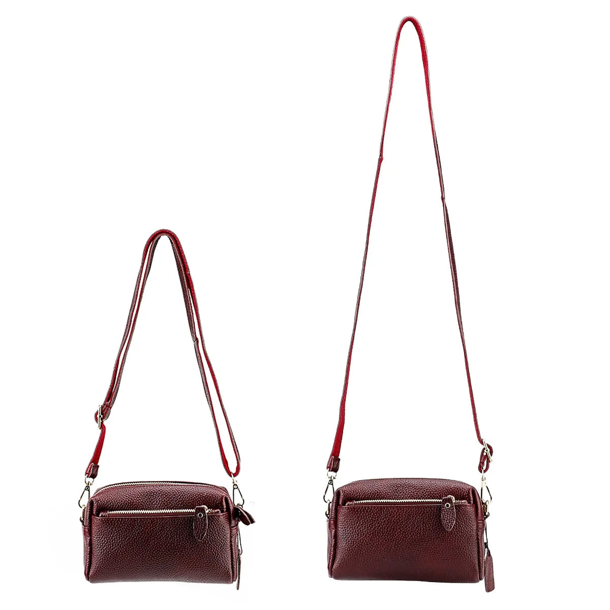 Soft Leather Shoulder Bag with Zipper Pockets Crossbody Bag