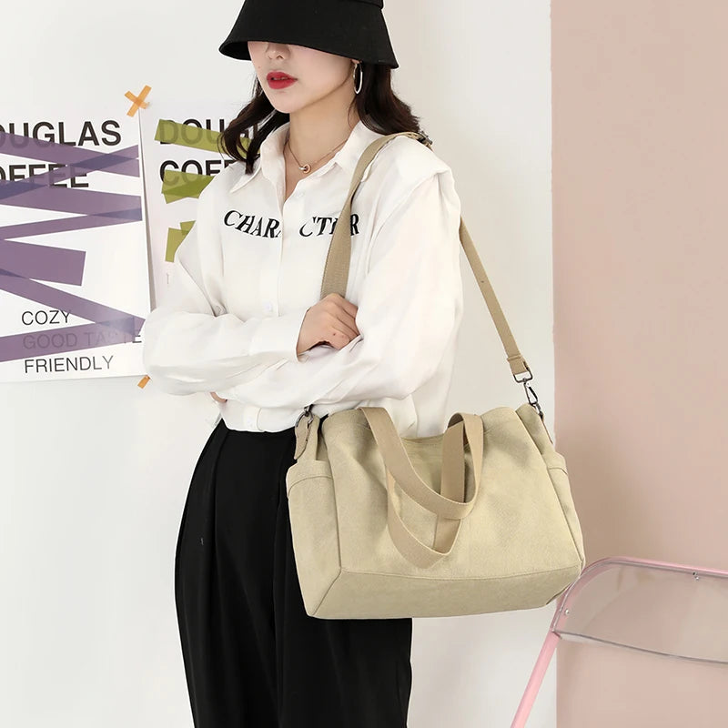 Women's Shoulder Bag Crossbody Top-Handle Leisure Handbag Canvas Tote