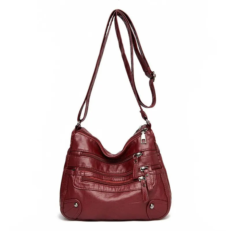 Soft Leather Shoulder Bags Multi-Layer Crossbody Handbag