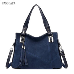 Women's Suede Leather Shoulder Bag with Tassel Handbag