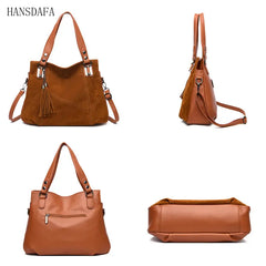 Women's Suede Leather Shoulder Bag with Tassel Handbag