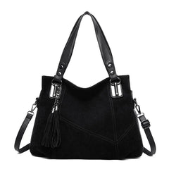 Women's Suede Leather Shoulder Bag with Tassel Handbag